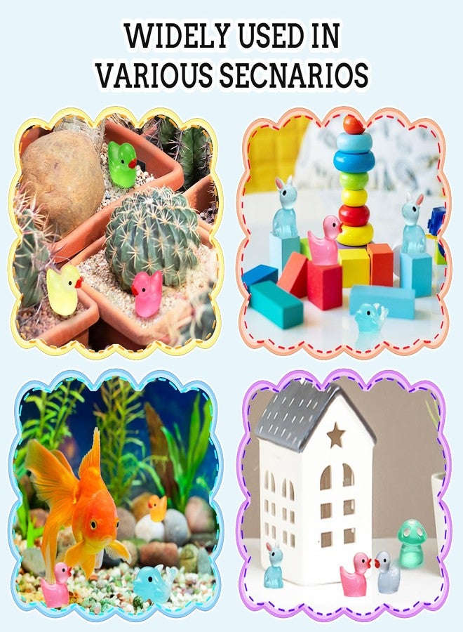 VZZNN 148 Pcs Luminous Mini Resin Animals Tiny Rabbits Ducks Dolphins Mushrooms Glow in The Dark Bulk Variety Pack for Garden Aquarium Dollhouse Fairy Garden Decor - Image 5